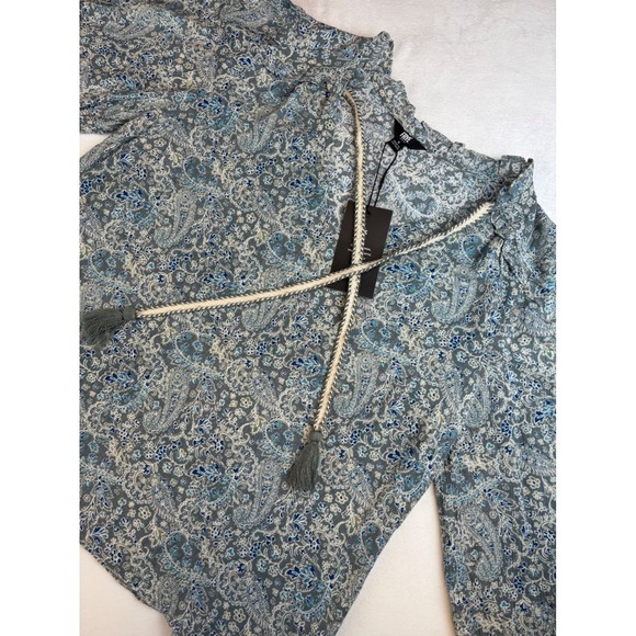Frye Tops - Frye Women's Small Paisley Print Long Sleeve Blouse Tie Neck Top Blue Boho New